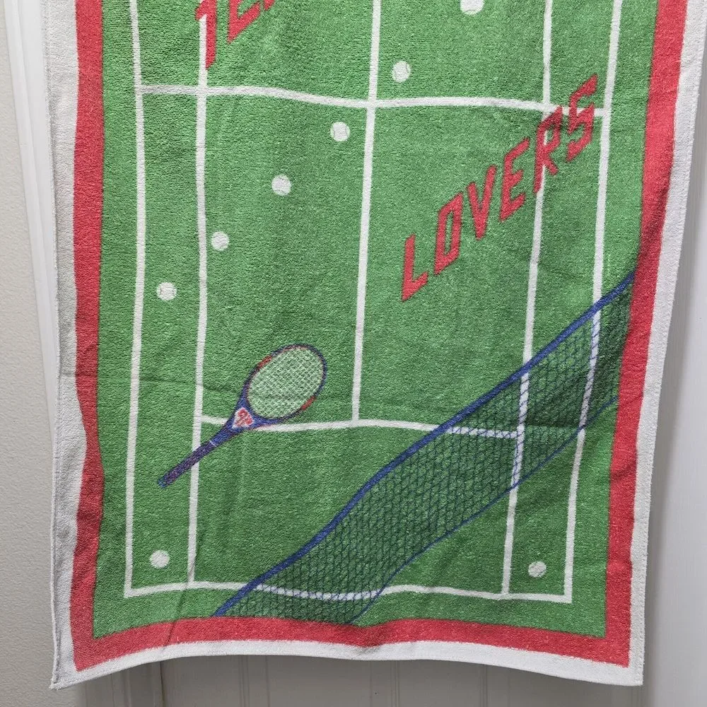Vintage Tennis Beach Towel Cotton‎ 28x50 Island Fun 1980s